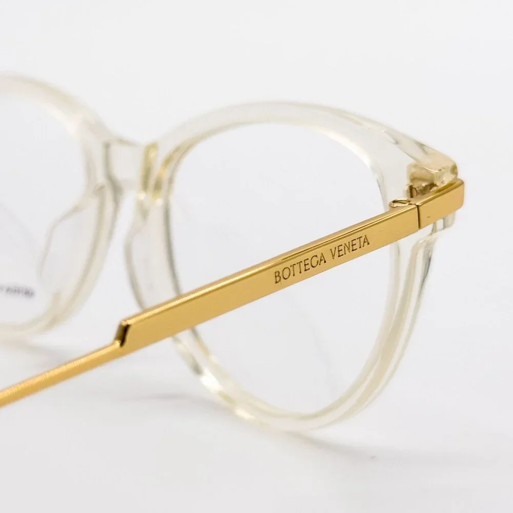 NEW BOTTEGA VENETA EYEGLASSES BV1039O 003 ROUND BEIGE TRANSPSRENT WOMEN EYEWEAR